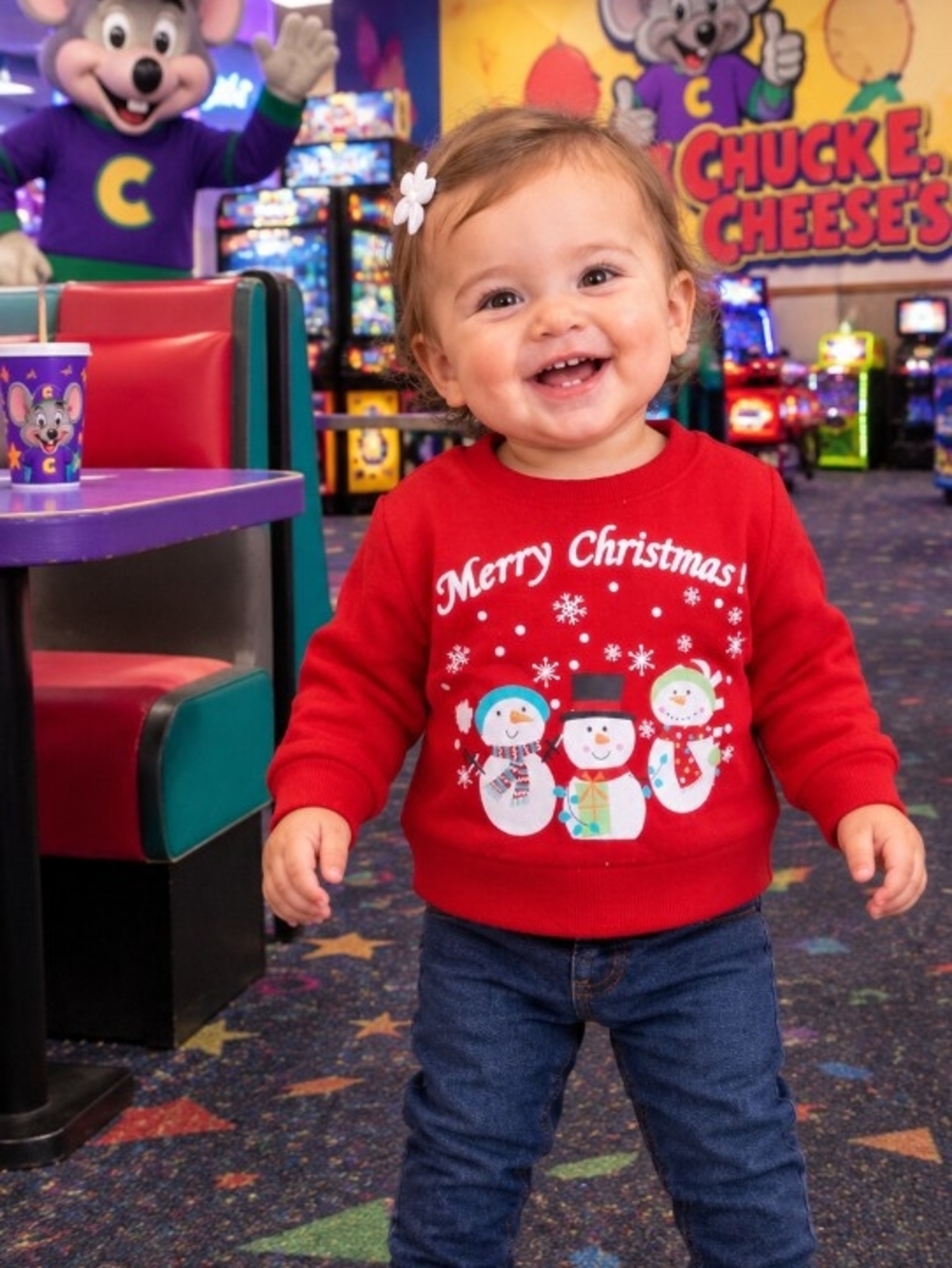 Baby Merry Christmas Snowman Sweatshirt - Red